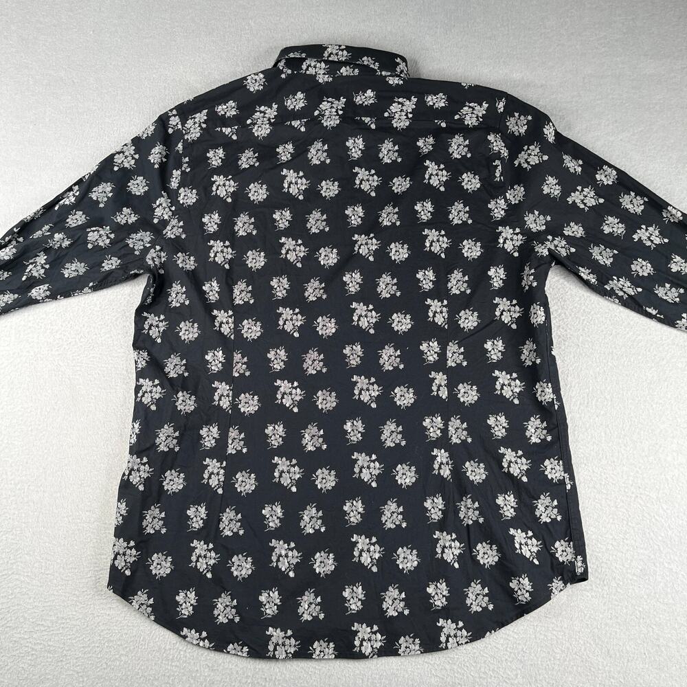 Express 1MX Shirt XL Black Floral Extra Slim Stretch Button Up Long Sleeve Mens - Picture 6 of 11